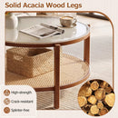 2-Tier Rattan Coffee Table with Frosted Glass Top by LJGDeals