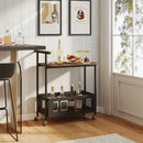 2-Tier Rolling End Table with Handle and Mesh Basket-Rustic Brown by LJGDeals