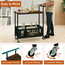 2-Tier Rolling End Table with Handle and Mesh Basket-Rustic Brown by LJGDeals