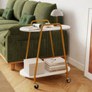 Rolling End Table with Faux Marble Top - 2-Tier Storage by LJGDeals
