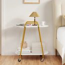 Rolling End Table with Faux Marble Top - 2-Tier Storage by DirectDeals