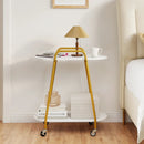 Rolling End Table with Faux Marble Top - 2-Tier Storage by LJGDeals