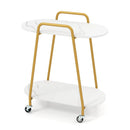 Rolling End Table with Faux Marble Top - 2-Tier Storage by LJGDeals