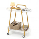Rolling End Table with Faux Marble Top - 2-Tier Storage by LJGDeals