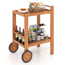 2 Tier Rolling Serving Cart with Wine Bottle Holders and 2 Rubber Wheels by LJGDeals