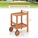 2 Tier Rolling Serving Cart with Wine Bottle Holders and 2 Rubber Wheels by LJGDeals