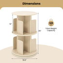 2-Tier Rotating Bookshelf with Dividers and Anti-falling Baffles by LJGDeals