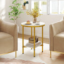 2-Tier Round Coffee Table with Storage Shelf by LJGDeals