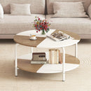 2-Tier Round Coffee Table Metal Frame with Storage Shelf by LJGDeals