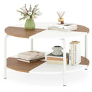 2-Tier Round Coffee Table Metal Frame with Storage Shelf by LJGDeals