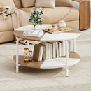 2-Tier Round Coffee Table Metal Frame with Storage Shelf by LJGDeals