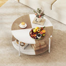 2-Tier Round Coffee Table Metal Frame with Storage Shelf by LJGDeals