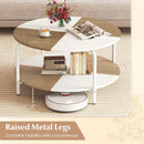 2-Tier Round Coffee Table Metal Frame with Storage Shelf by LJGDeals