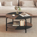 2-Tier Round Coffee Table Metal Frame with Storage Shelf by LJGDeals