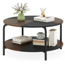 2-Tier Round Coffee Table Metal Frame with Storage Shelf by LJGDeals