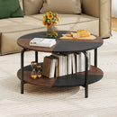 2-Tier Round Coffee Table Metal Frame with Storage Shelf by LJGDeals