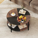2-Tier Round Coffee Table Metal Frame with Storage Shelf by LJGDeals