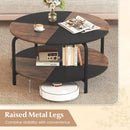 2-Tier Round Coffee Table Metal Frame with Storage Shelf by LJGDeals