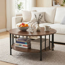 Round Coffee Table with Storage Shelf and Metal Frame by LJGDeals