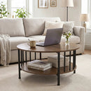 Round Coffee Table with Storage Shelf and Metal Frame by LJGDeals