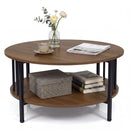 Round Coffee Table with Storage Shelf and Metal Frame by LJGDeals
