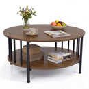 Round Coffee Table with Storage Shelf and Metal Frame by LJGDeals