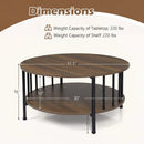 Round Coffee Table with Storage Shelf and Metal Frame by LJGDeals