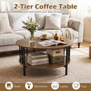 Round Coffee Table with Storage Shelf and Metal Frame by LJGDeals