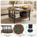 Round Coffee Table with Storage Shelf and Metal Frame by LJGDeals
