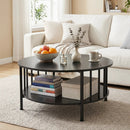 Round Coffee Table with Storage Shelf and Metal Frame by LJGDeals