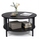Round Coffee Table with Storage Shelf and Metal Frame by LJGDeals