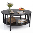 Round Coffee Table with Storage Shelf and Metal Frame by LJGDeals