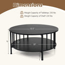 Round Coffee Table with Storage Shelf and Metal Frame by LJGDeals