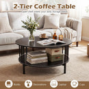 Round Coffee Table with Storage Shelf and Metal Frame by LJGDeals