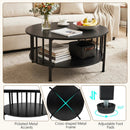 Round Coffee Table with Storage Shelf and Metal Frame by LJGDeals