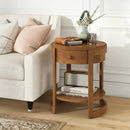 Round End Table with Drawer - 2-Tier Mid Century Modern by LJGDeals