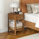 Round End Table with Drawer - 2-Tier Mid Century Modern by LJGDeals
