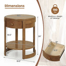 Round End Table with Drawer - 2-Tier Mid Century Modern by LJGDeals