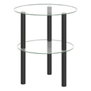 Round End Table with Tempered Glass Top and Shelf by DirectDeals