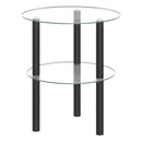 Round End Table with Tempered Glass Top and Shelf by LJGDeals