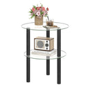Round End Table with Tempered Glass Top and Shelf by LJGDeals
