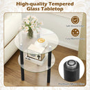 Round End Table with Tempered Glass Top and Shelf by LJGDeals