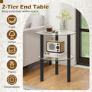 Round End Table with Tempered Glass Top and Shelf by LJGDeals