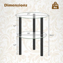 Round End Table with Tempered Glass Top and Shelf by LJGDeals