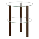 Round End Table with Tempered Glass Top and Shelf by LJGDeals