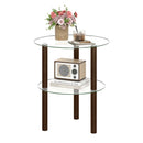 Round End Table with Tempered Glass Top and Shelf by LJGDeals