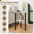 Round End Table with Tempered Glass Top and Shelf by LJGDeals