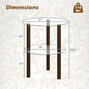 Round End Table with Tempered Glass Top and Shelf by LJGDeals