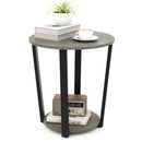 Round End Table with Storage Shelf and Metal Frame by DirectDeals