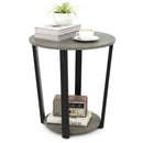 Round End Table with Storage Shelf and Metal Frame by LJGDeals